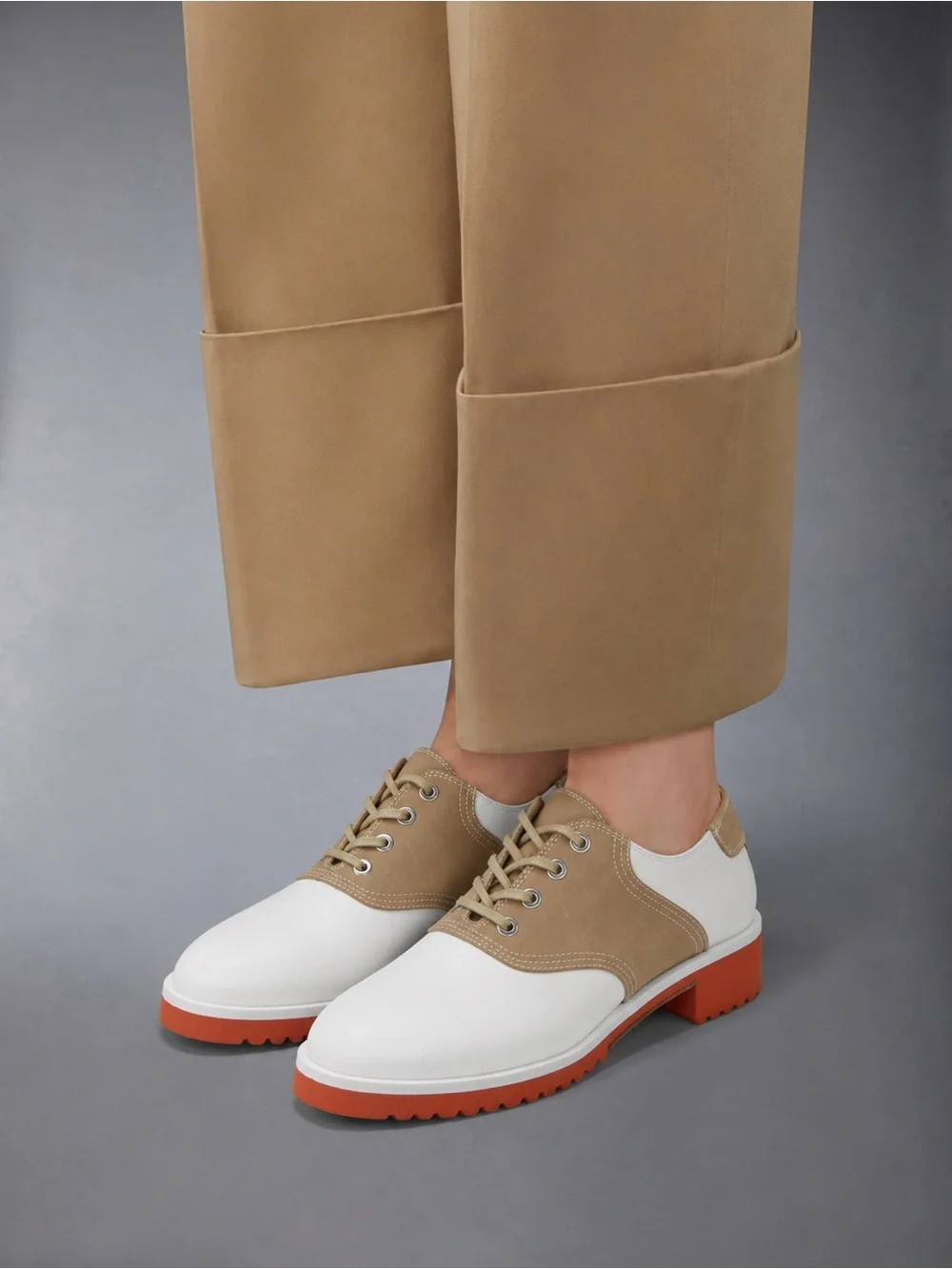 Labucq Italian Leather Two Tone Saddle Shoes Size 38 NWOB